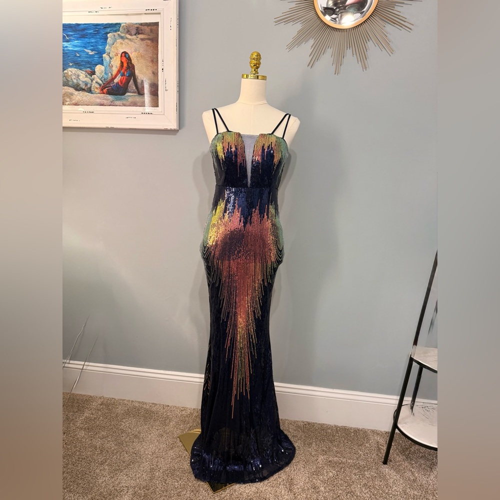 Elegant Multicolor Sequin Prom Dress